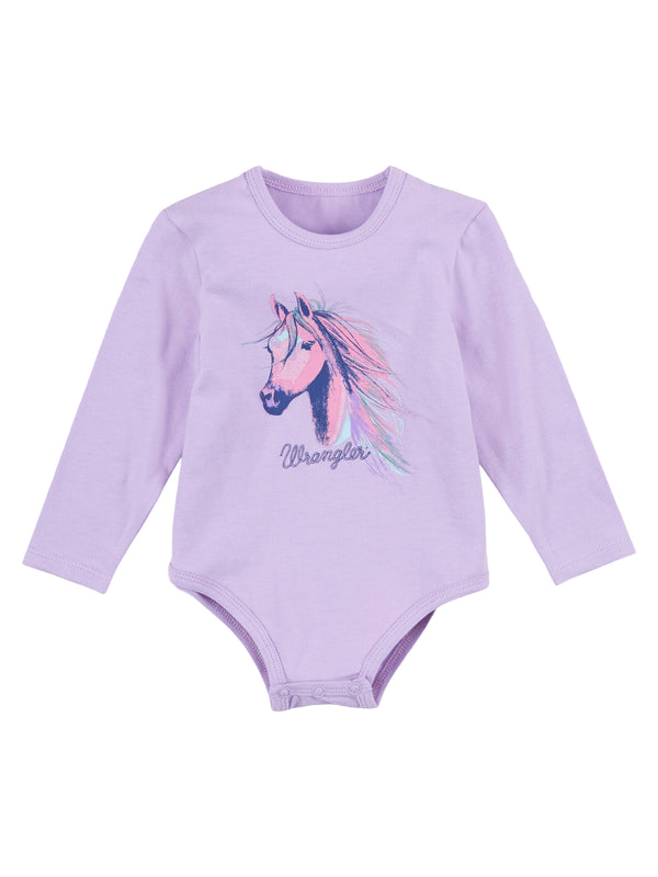 Wrangler 112317703 Infant Long Sleeve Shirt with Horsehead in Purple Front View