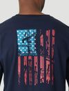 Wrangler 112317761 Flame Resistant Flag Graphic Long Sleeve T-Shirt in Navy Back View