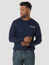 Wrangler 112317761 Flame Resistant Flag Graphic Long Sleeve T-Shirt in Navy Front View