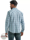 Wrangler 112324667 Blue Plaid Long Sleeve Fashion Western Snap Shirt Back View