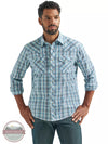 Wrangler 112324667 Blue Plaid Long Sleeve Fashion Western Snap Shirt Front View