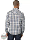 Wrangler 112324847 Retro Premium Long Sleeve Western Snap Shirt in White and Navy Plaid Back View