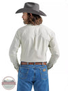 Wrangler 112324878 George Strait Long Sleeve Western Button Down Shirt in a White and Gray Print Back View