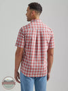 Wrangler 112325030 Rugged Wear Short Sleeve Wrinkle Resist Plaid Button Down Shirt in Pale Red Back View