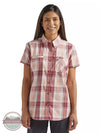 Wrangler 112325691 Riggs Workwear Short Sleeve Foreman Button Down Shirt in Pink Berry Plaid Front View