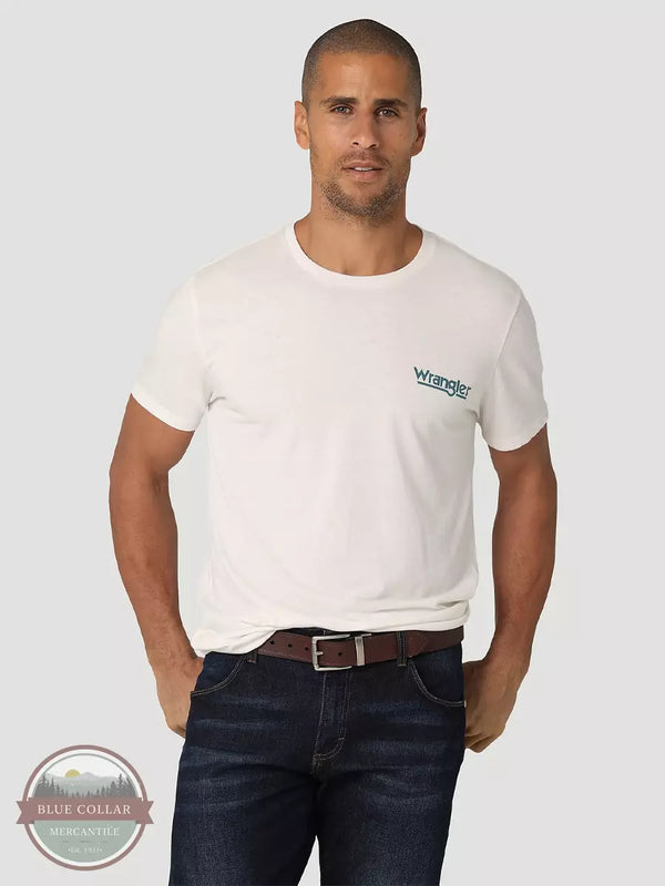 Wrangler 112325754 Original Denim Co Short Sleeve T-Shirt in Marshmallow Heather Front View