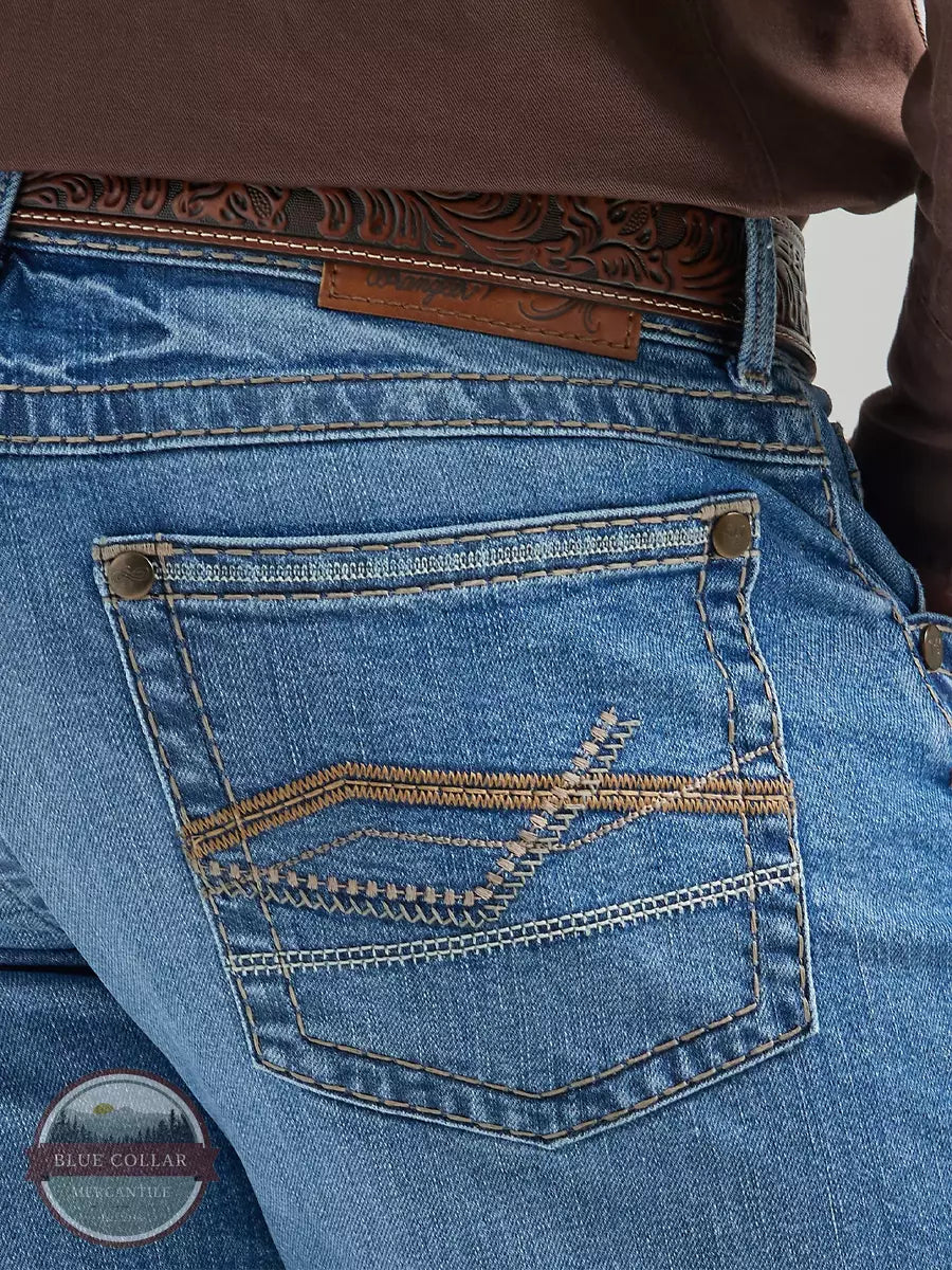 Wrangler 112325805 Rock 47 Slim Fit Bootcut Leg Jeans in Six Strings Back Detail