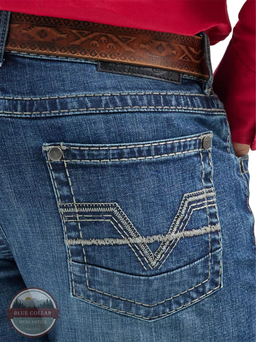 Wrangler 112325815 Rock 47 Slim Fit Straight Leg Jeans Back Pocket Detail