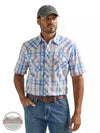 Wrangler 112327811 20X Competition Advanced Comfort Short Sleeve Western Snap Shirt in Purple Plaid Front View