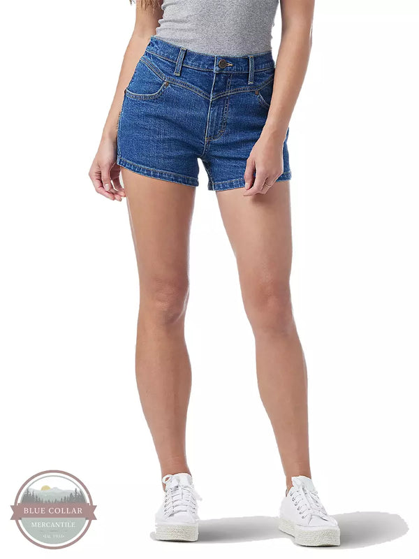 Wrangler 112328360 Retro Western Yoke High Rise Shorts in Anna Front View