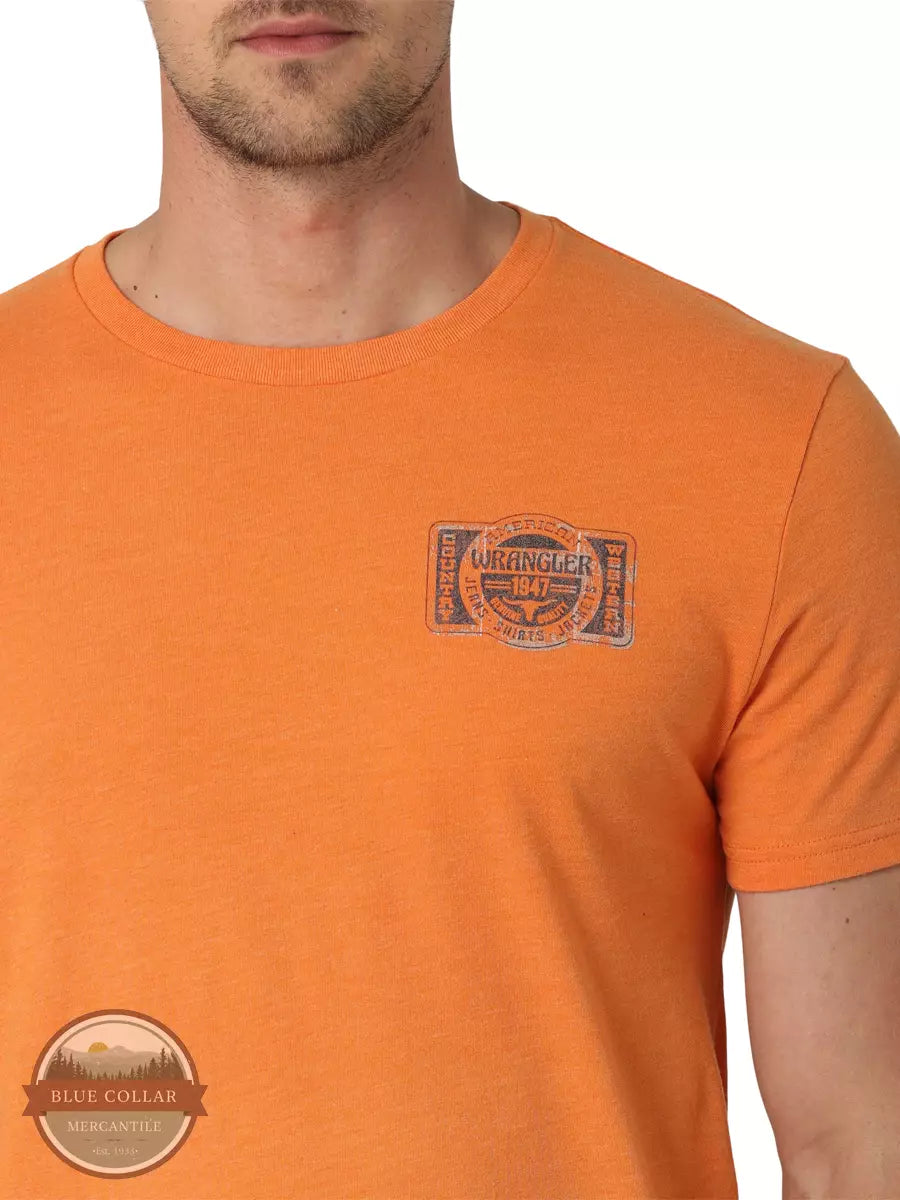 Wrangler 112328865 Logo Graphic Short Sleeve T-Shirt in Pumpkin Detail View