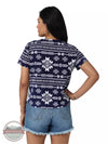 Wrangler 112329852 Retro Wrap Knit Short Sleeve Top in a Navy & White Pattern Back View