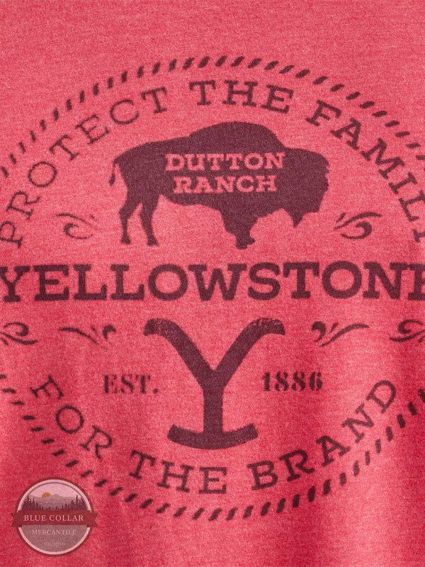 Wrangler 112342322 Yellowstone Protect The Family Short Sleeve T-Shirt in Red Detail View
