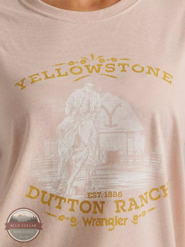 Wrangler 112342339 Yellowstone Bunkhouse Boyfriend Short Sleeve T-Shirt in Peach Whip Detail View