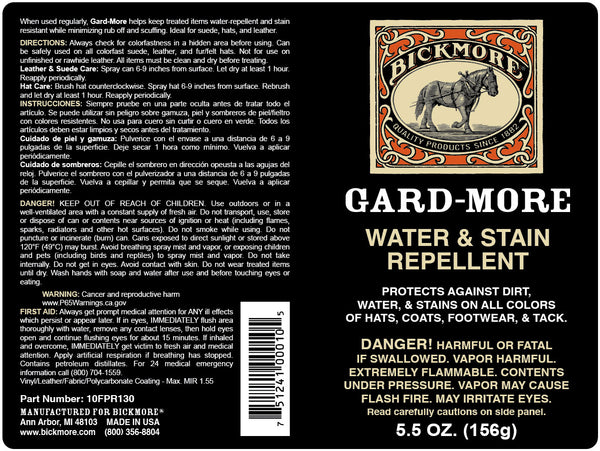 Bickmore 10FPR130 Gard-More Water and Stain label