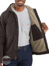 Men's Carhartt 104392 Relaxed Fit Washed Duck Sherpa-Lined Jacket Dark Brown Inside View 2