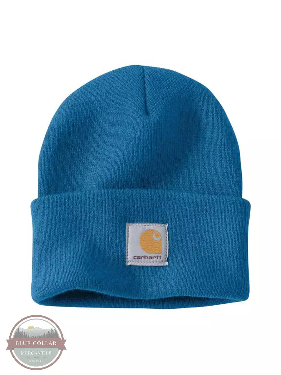 Carhartt A18 Knit Cuffed Beanie Marine Blue Front View