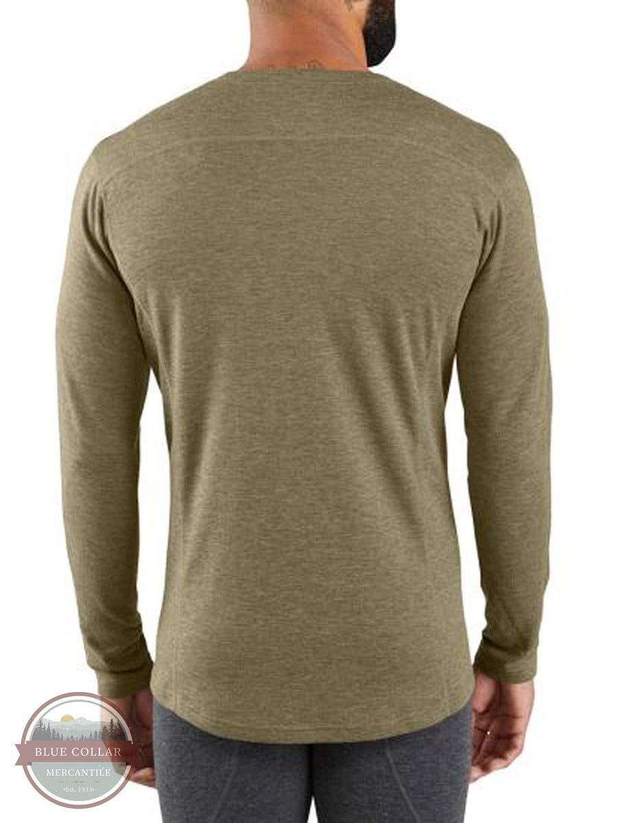 Carhartt MBL131 Base Force® Heavyweight Poly-Wool Crew Neck Thermal Shirt Olive Heather Back View