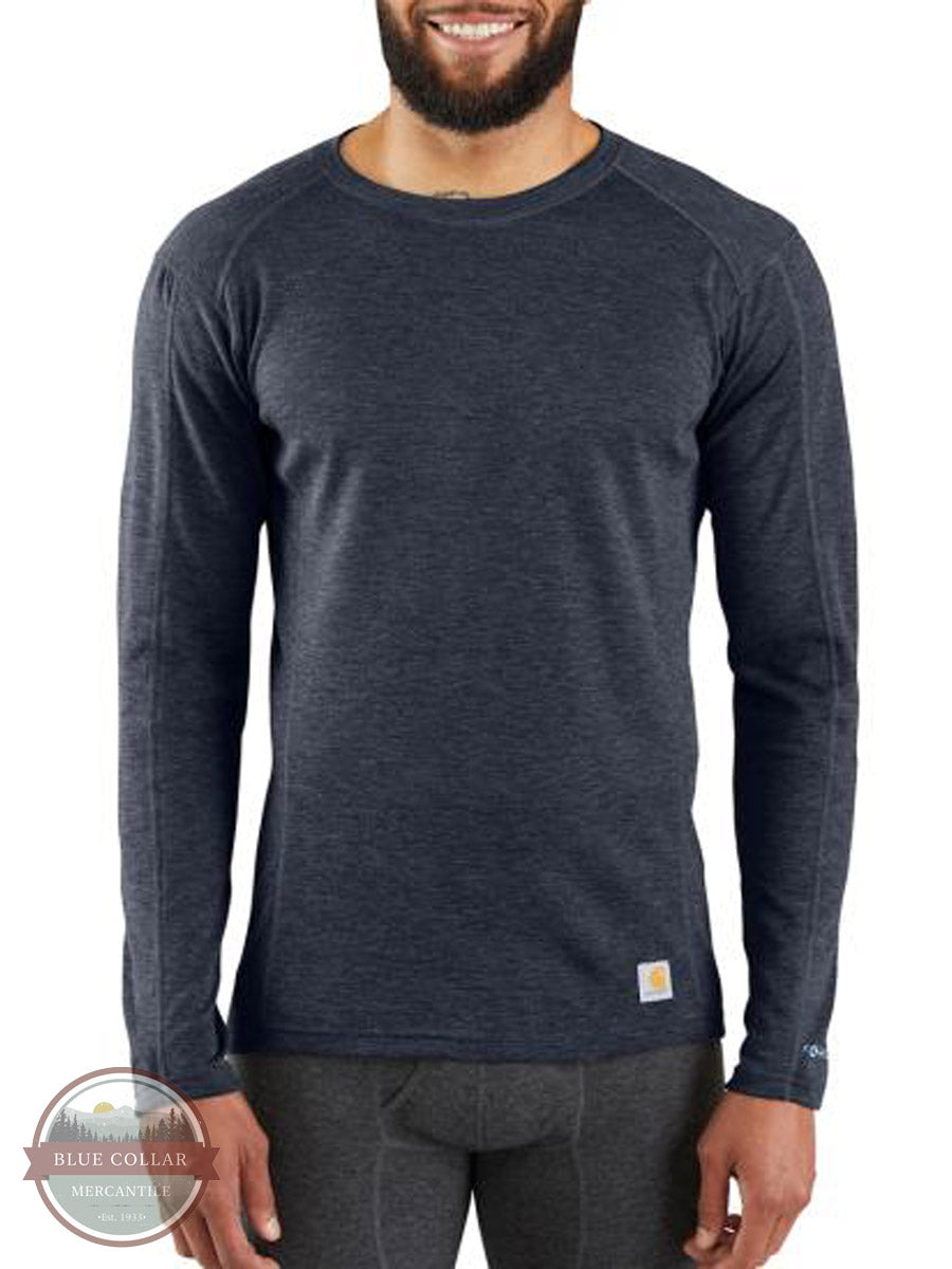 Carhartt MBL131 Base Force® Heavyweight Poly-Wool Crew Neck Thermal Shirt Navy Heather Front View
