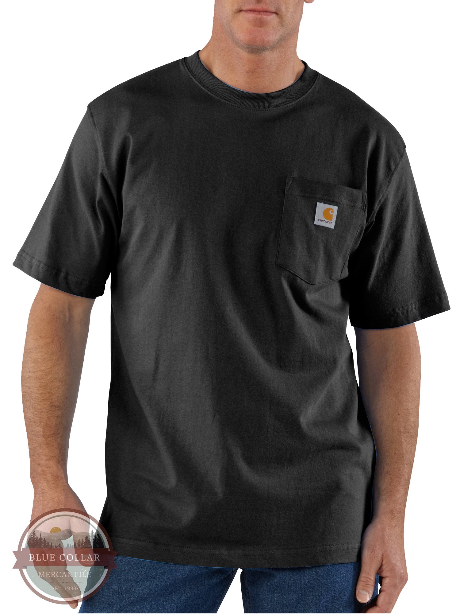 Carhartt K87 Loose Fit Heavyweight Short Sleeve Pocket T-Shirt Basic Colors Black Front View