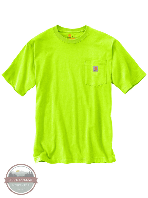 Carhartt K87 Loose Fit Heavyweight Short Sleeve Pocket T-Shirt Basic Colors Bright Lime Front View