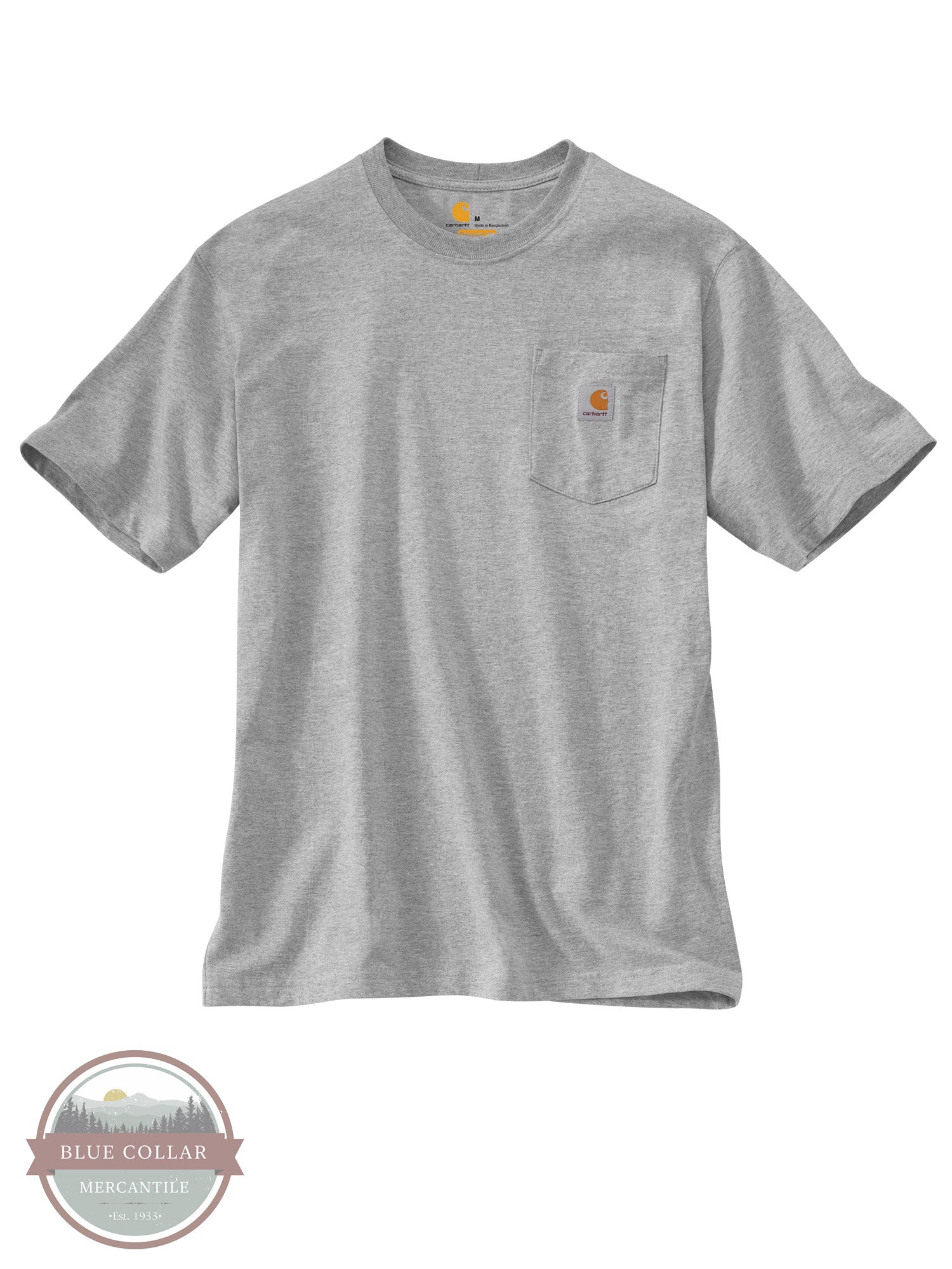 Carhartt K87 Loose Fit Heavyweight Short Sleeve Pocket T-Shirt Basic Colors Heather Gray Front View