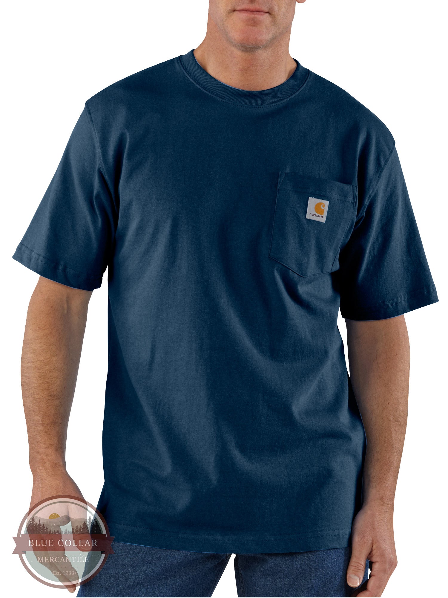 Carhartt K87 Loose Fit Heavyweight Short Sleeve Pocket T-Shirt Basic Colors navy blue