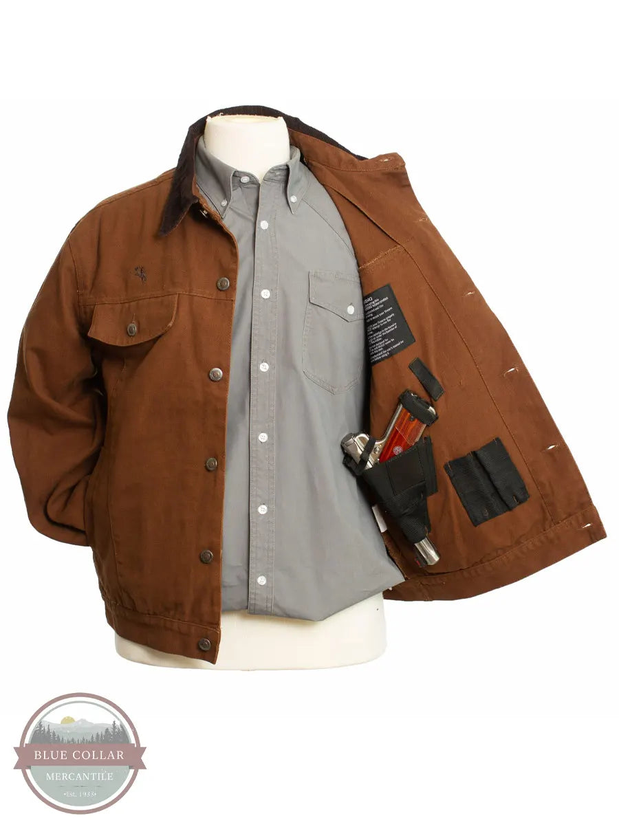 Wyoming Traders Chisum Concealed Carry Canvas Jacket chocolate open