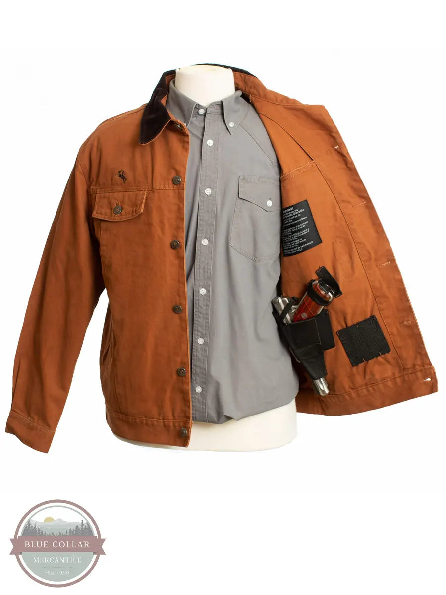 Wyoming Traders Chisum Concealed Carry Canvas Jacket cinnamon open