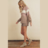 Dress Forum FW3547-FW3623-MAUVE-BLUSH Color Block Knitted Lounge Set in Mauve and Blush Profile View