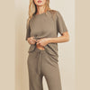 Dress Forum FW6227-FW6976 Cozy Ribbed Knit Lounge Set in Dark Taupe Front Closeup View