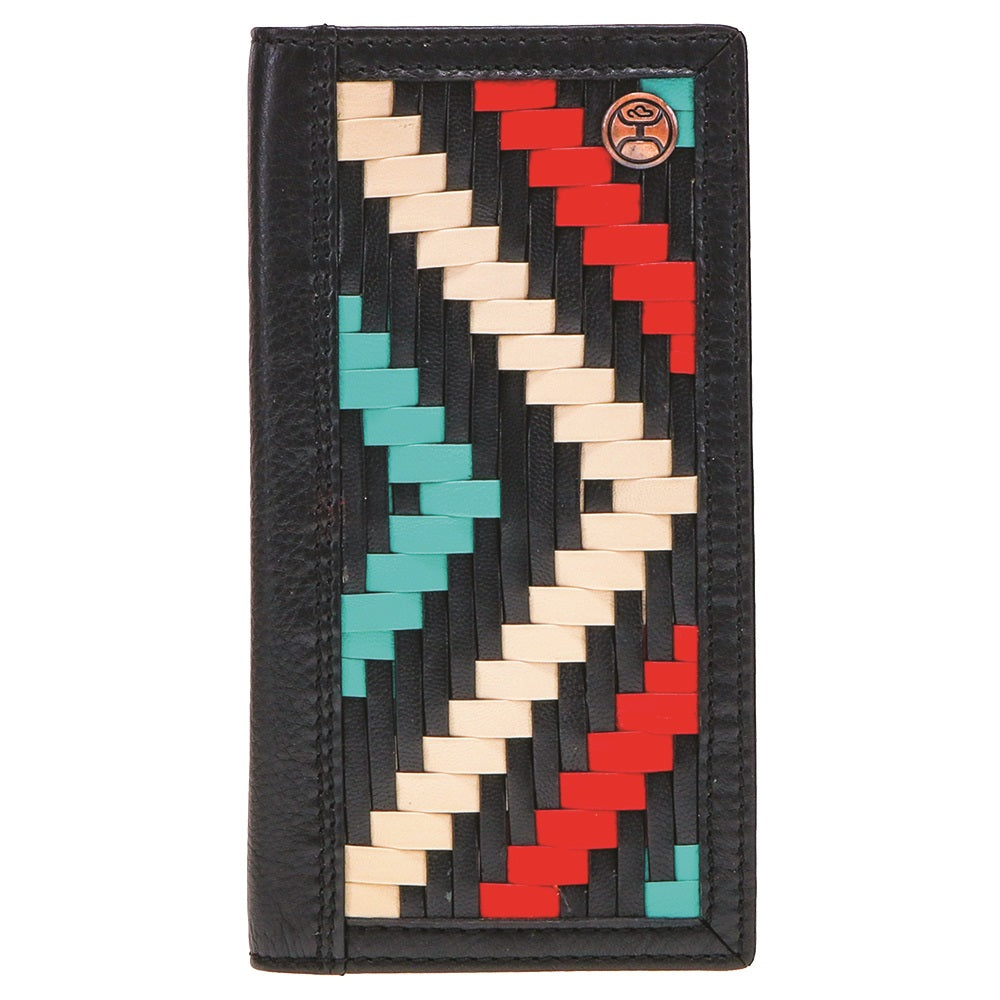 Hooey HW010-BKRD Hand-Woven Leather Aztec Print Inly Rodeo Wallet