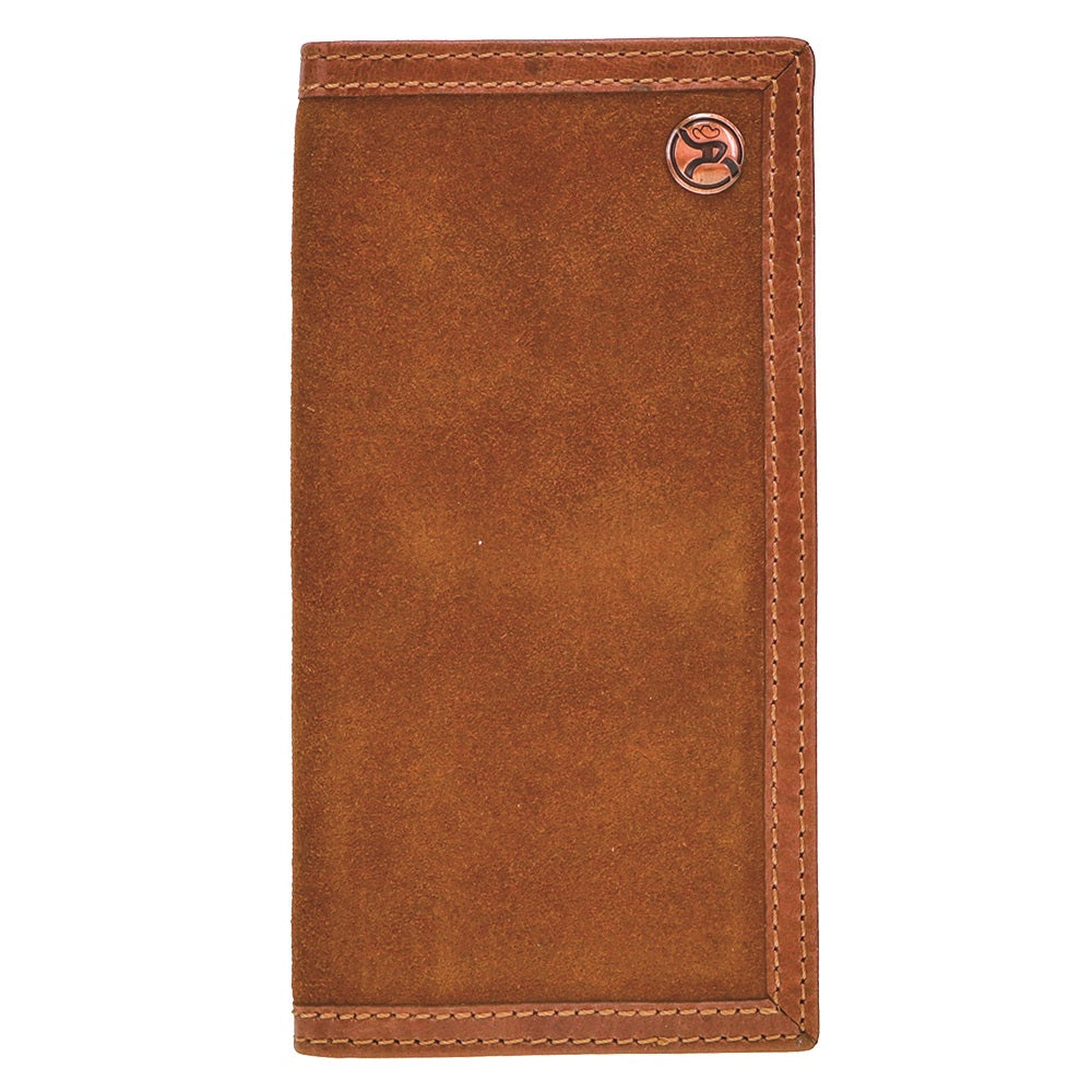 Hooey RW001-TNBR Roughout Rodeo Wallt with Brown Leather Double Welt Edge
