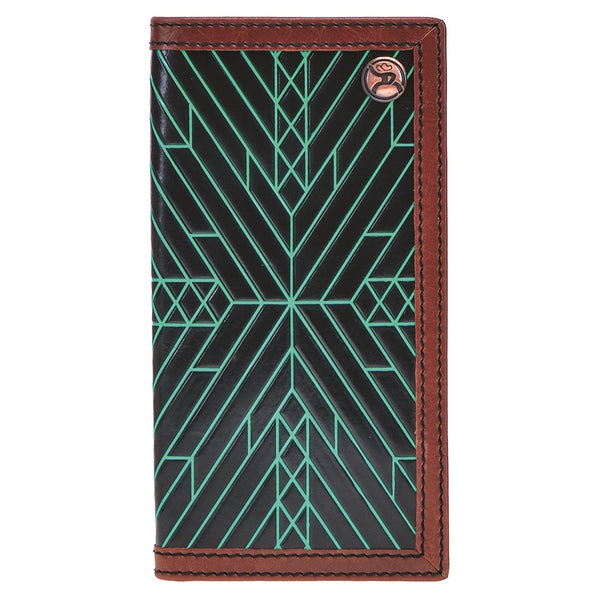 Hooey RW002-BKBR Aztec Pattern Embossed Rodeo Checkbook Wallet