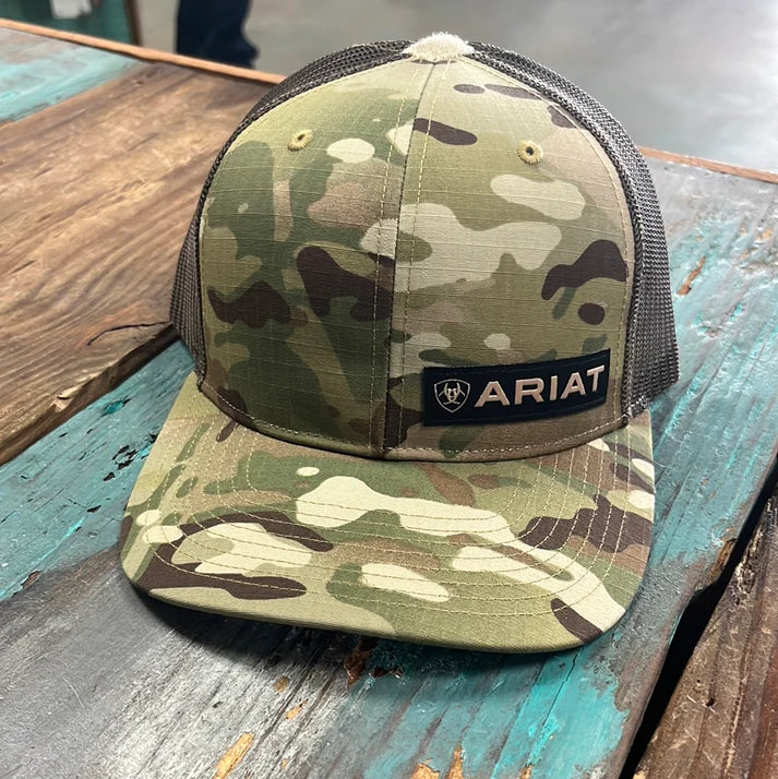 Ariat A300016728 R112 Snap Back Logo Cap in Camo Life View