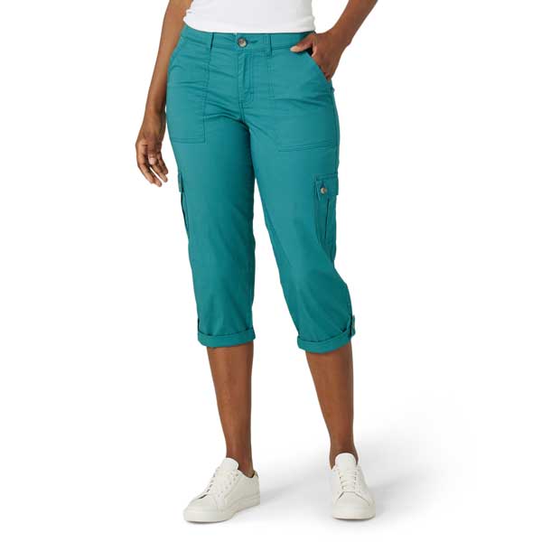 Lee 2314354 Flex-to-Go Cargo Capris in Midway Teal  front