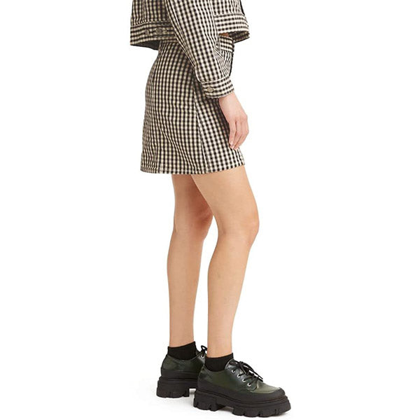 Levi's A0978 A Line Mini Skirt by Levi's Black White Checkered Side