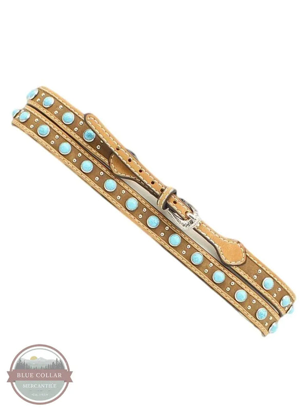 M&F 0273044 Genuine Leather Hatband with Turquoise Stones