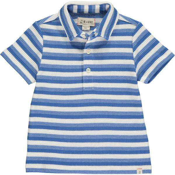 Me & Henry HB837e Blue/White Waffle Polo Shirt product onlyh