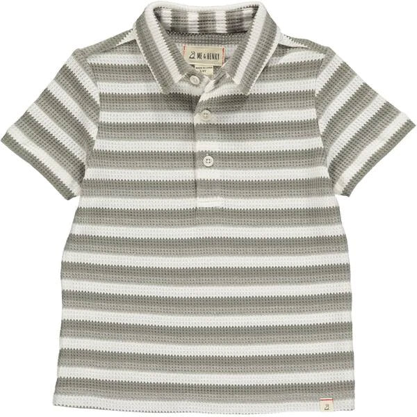 Me & Henry HB837f Grey/White Waffle Polo Shirt product only