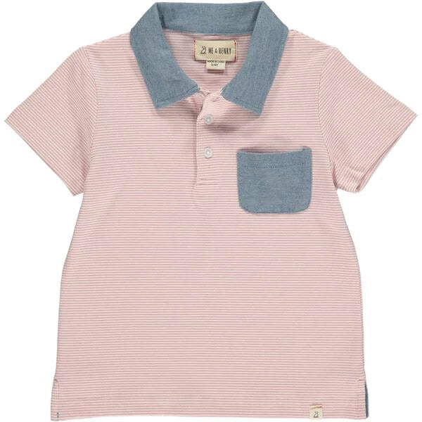 Me & Henry HB838d Pink/White Striped Polo Shirt product only