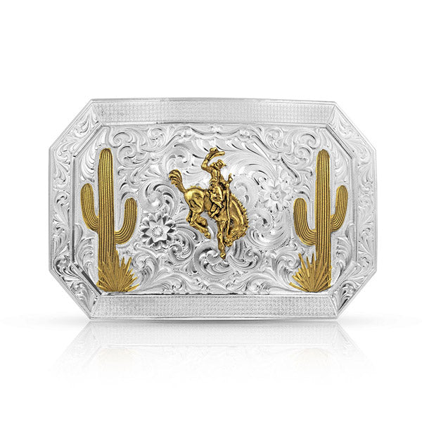 Montana Silversmiths 25210-593 Desert Joy Cactus Ranch Rodeo Bucking Horse Belt Buckle front