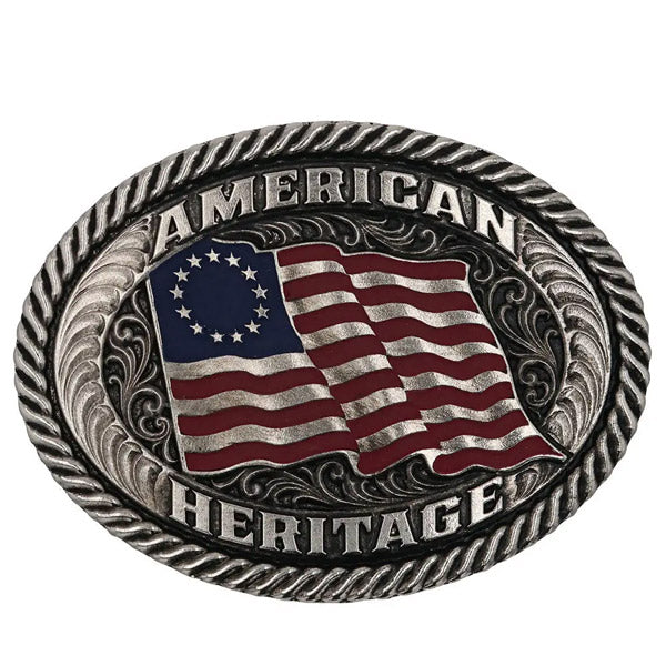 Montana Silversmiths A869 Betsy Sparkling Patriotic Flag Belt Buckle front