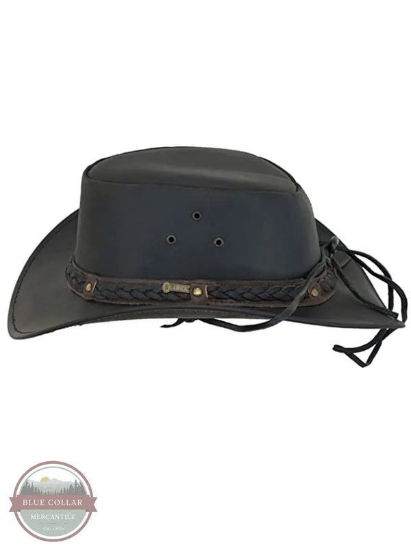 Outback Trading Co. 1367 BLK Wagga Wagga Leather Hat, Black side view