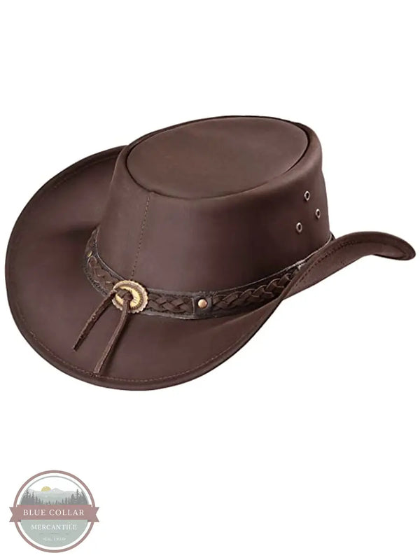 Outback Trading Co. 1367 CHO Wagga Wagga Leather Hat, Chocolate Brown back view
