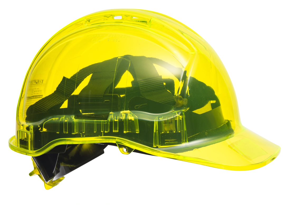 Portwest PV60 Peak View Ratchet Hard Hat Vented yellow other side view
