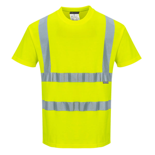 Portwest LLC S170YE Hi Vis Cotton Comfort Short Sleeve T-Shirt in Yellow