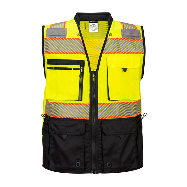 Portwest LLC US375 Premium Surveyors Vest in Yellow/Black front