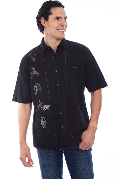 Scully 5287-BLK Short Sleeve Black Ranger Western Shirt