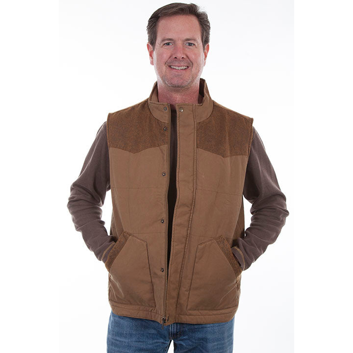 Scully TR-079 TAN Canvas Quilt Lined Vest front